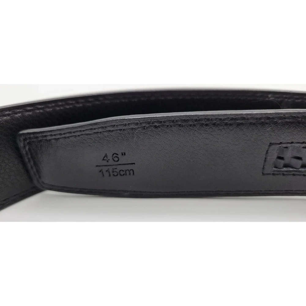 Black Ratchet Belt Automatic Slide Metal Buckle Hex Pattern Adjustable Mens 46